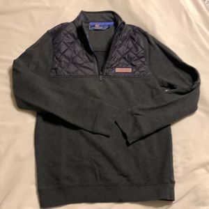 Boys 16/L Vineyard Vines quilted half-zip,charcoal